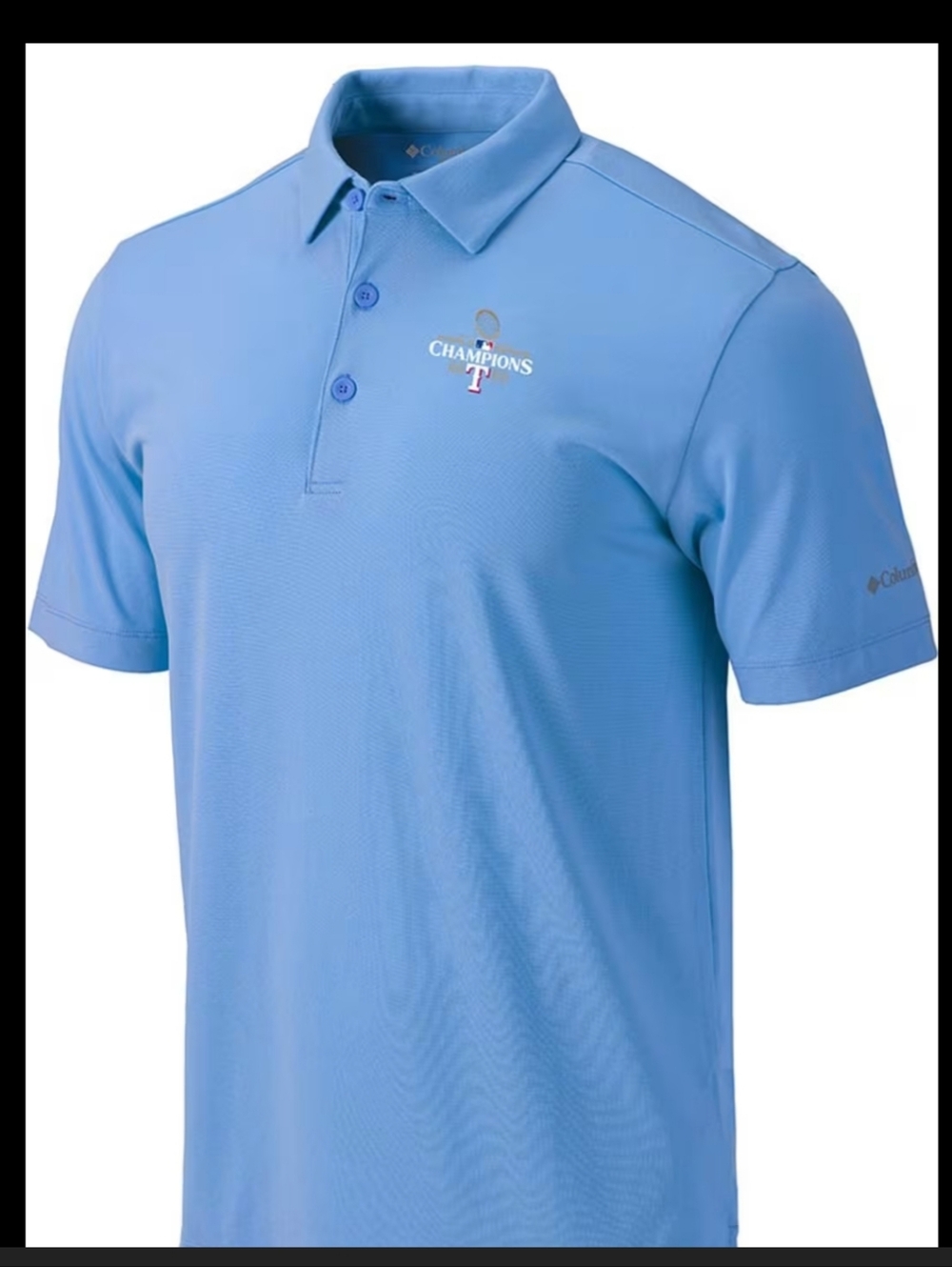 Texas Rangers Columbia Golf 2023   World Series Champions MLB Polo Shirt Blue L